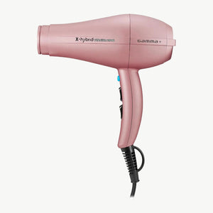 X-hybrid Titanium 200 Gamma+ hair dryer with a black power cord, shown from a three-quarters angle on a solid white background.