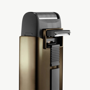 Close-up of Ace Single Foil Shaver with pop up integrated trimmer on a white background