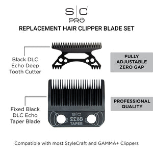 Black DLC Echo Taper Clipper Blade & MIM Echo Deep Tooth Cutter