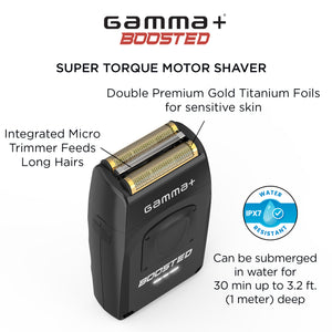 Gamma+ Boosted Professional Foil Shaver with features highlighted on a white background