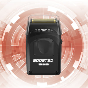 Boosted Professional Foil Shaver
shaver centered on a circular, glowing orange and white digital background.