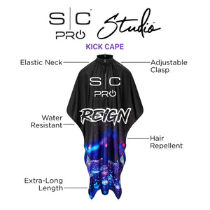 SC Pro Studio Kick Cape with features labeled on a white background