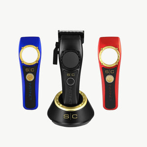 Instinct clipper with I N 2 Vector motor in charging base with additional red & blue lids.