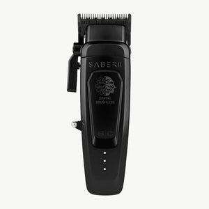 Black metal Saber 2 digital brushless clipper viewed from front