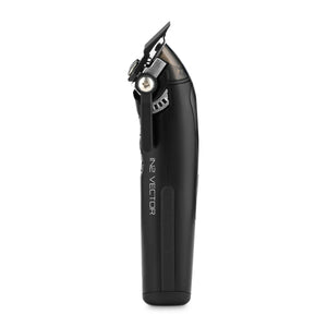 Black Style Craft and 360 Jeezy I N 2 Vector Hair Clipper with blue highlights, viewed from side.