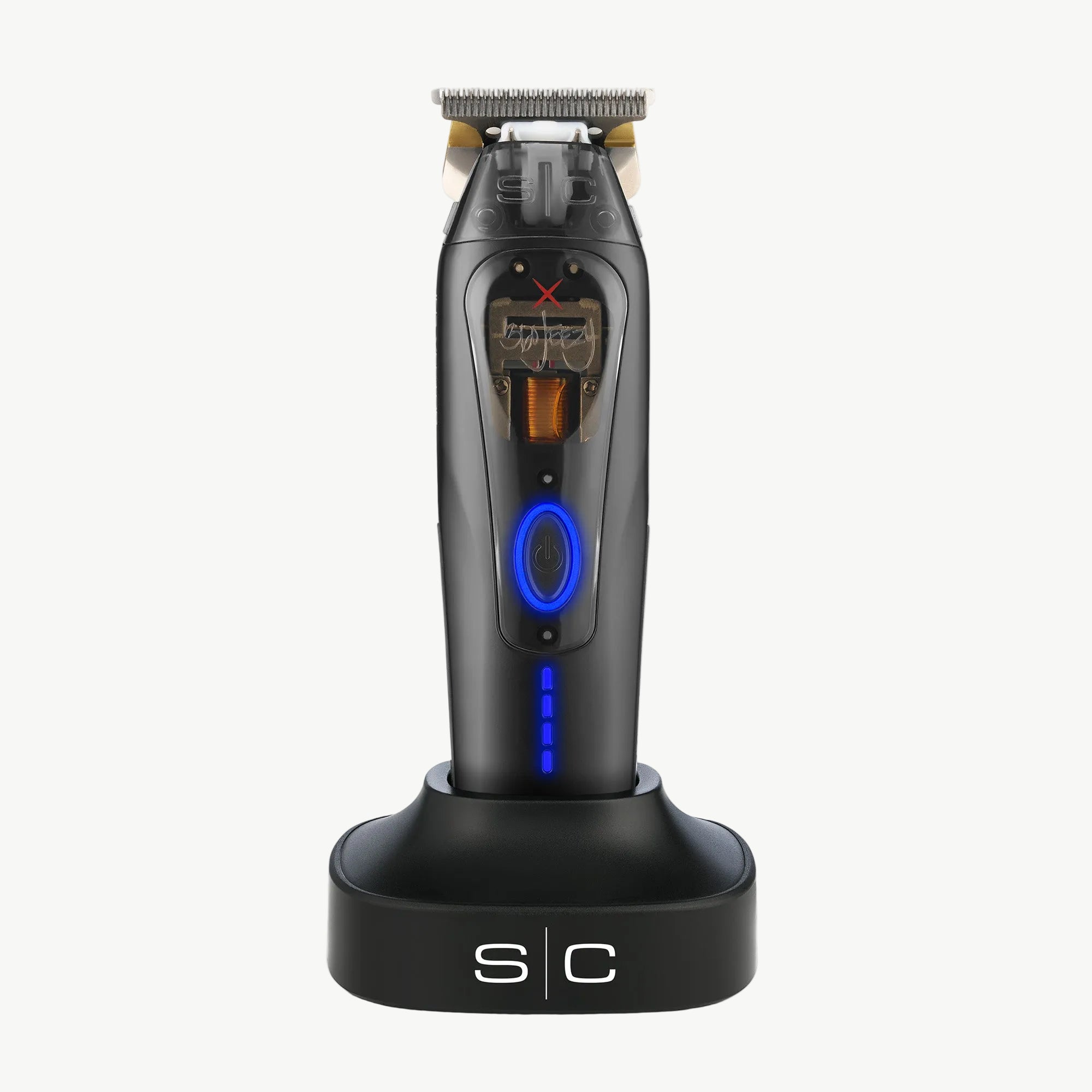 360 Jeezy Trimmer with visible motor on charging base