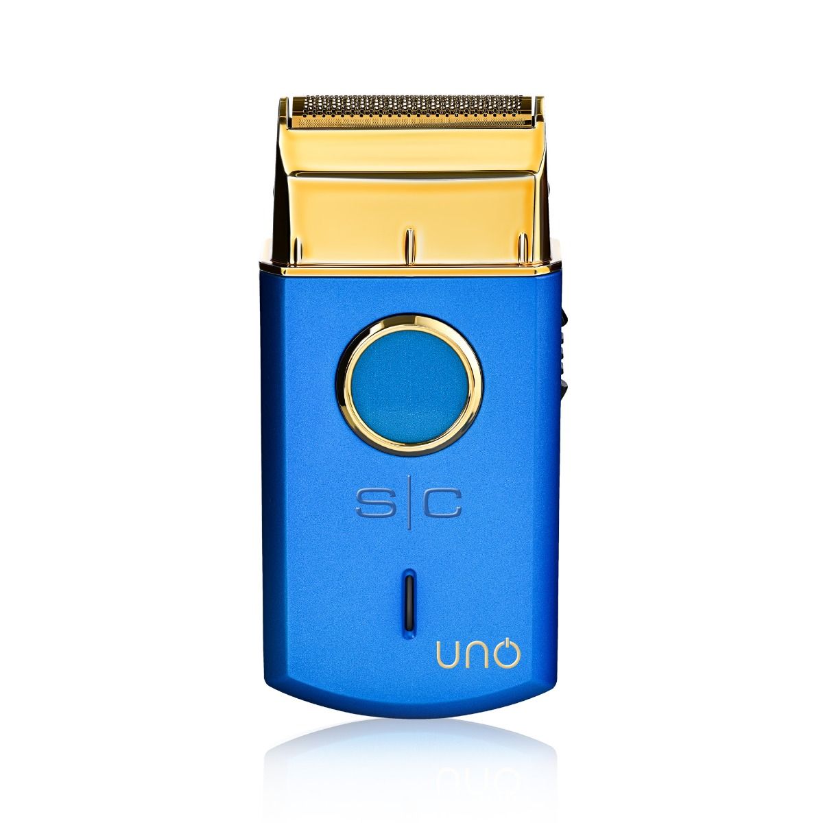 Color: blue; Blue Uno Professional Single Foil Shaver with Turbocharged Motor viewed from front