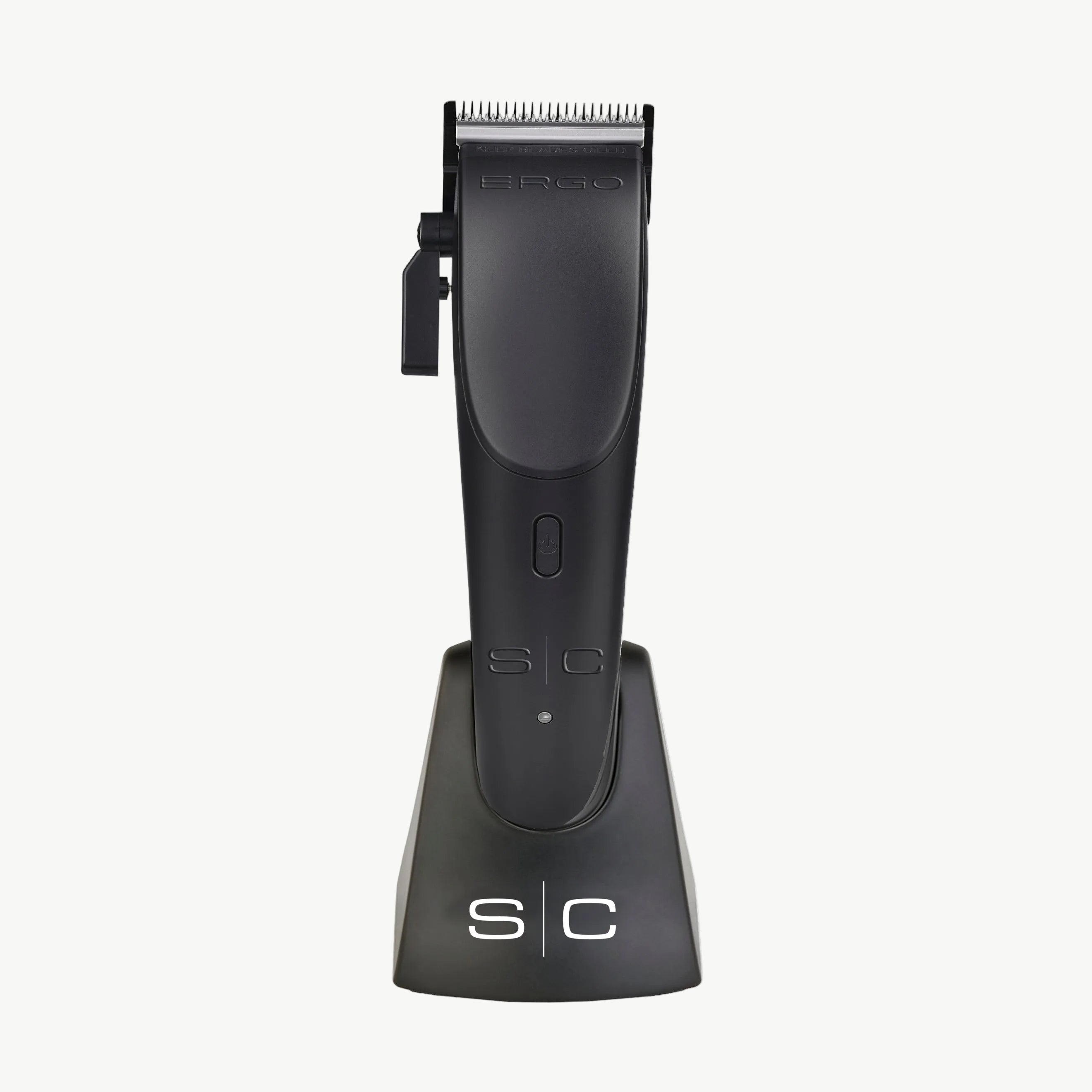 Ergo Clipper with Microchipped Magnetic Motor with black lid in charging base.