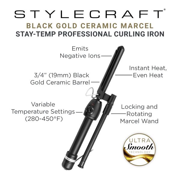 Stay-Temp Marcel Curling Iron Professional Ceramic Barrel 3/4
