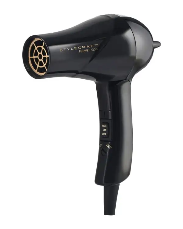 Peewee - 1200 Folding Handle Dual Voltage Compact Travel Hair Dryer