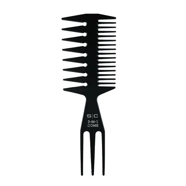Professional 3-in-1 Wide Tooth Texturing Barber or Stylist Fish Hair Comb