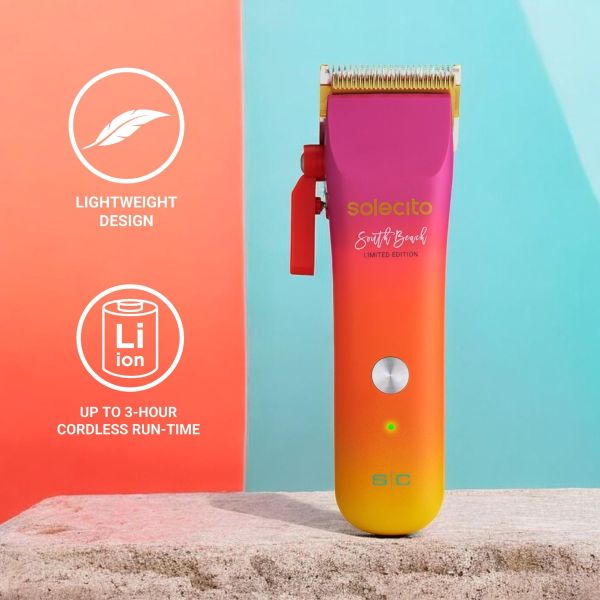 Solecito clipper social shot with lightweight icon and 3 hour run time icon