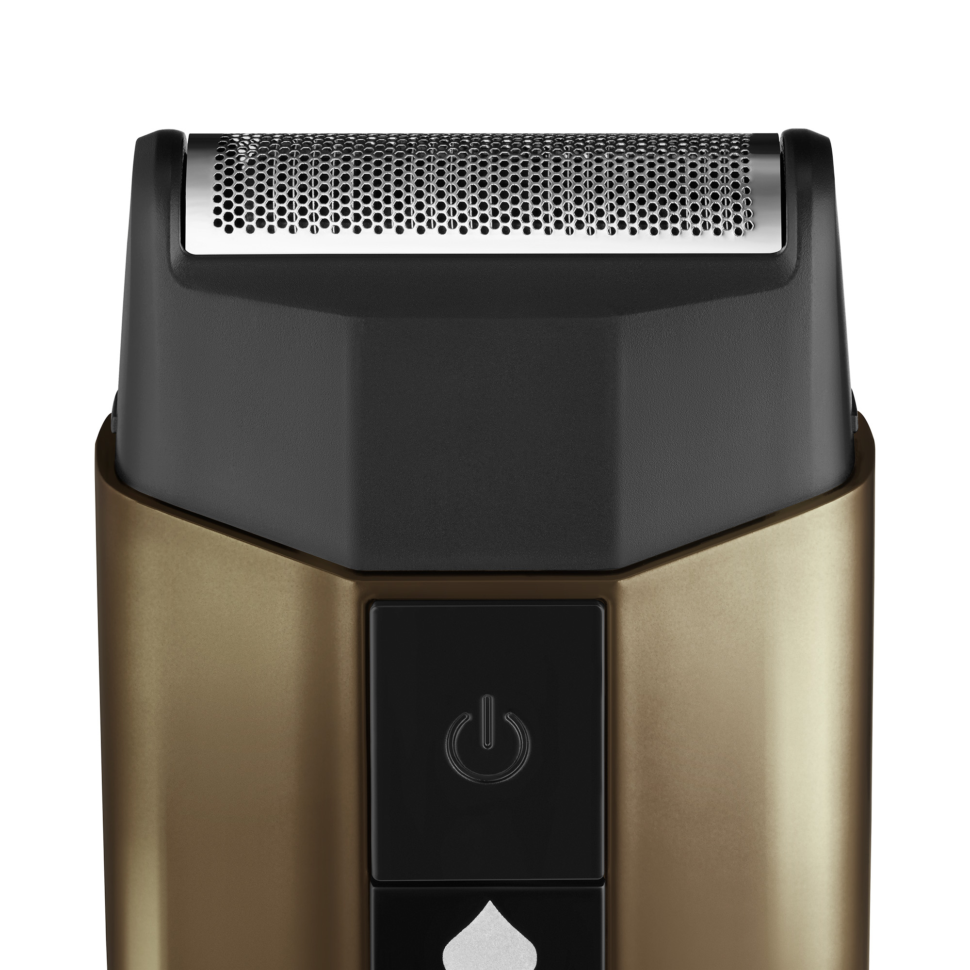 Image of the trimmer in black and gold in charging stands