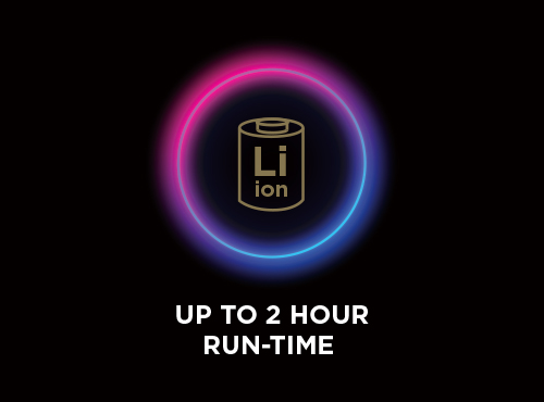 4 hour cordless run time lithium ion batter icon