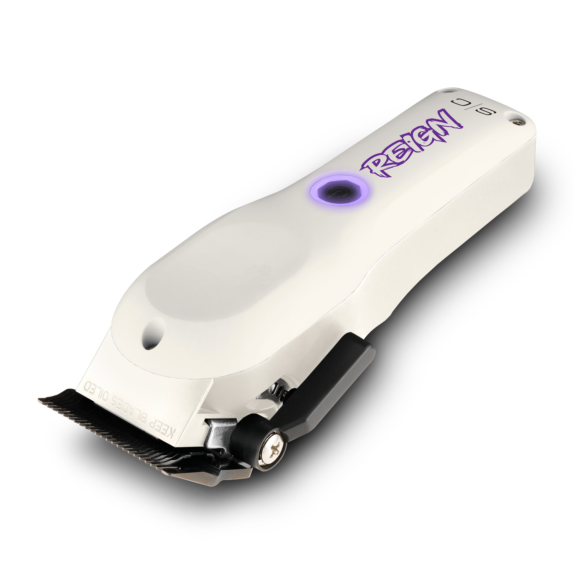 Image of the trimmer in black and gold in charging stands